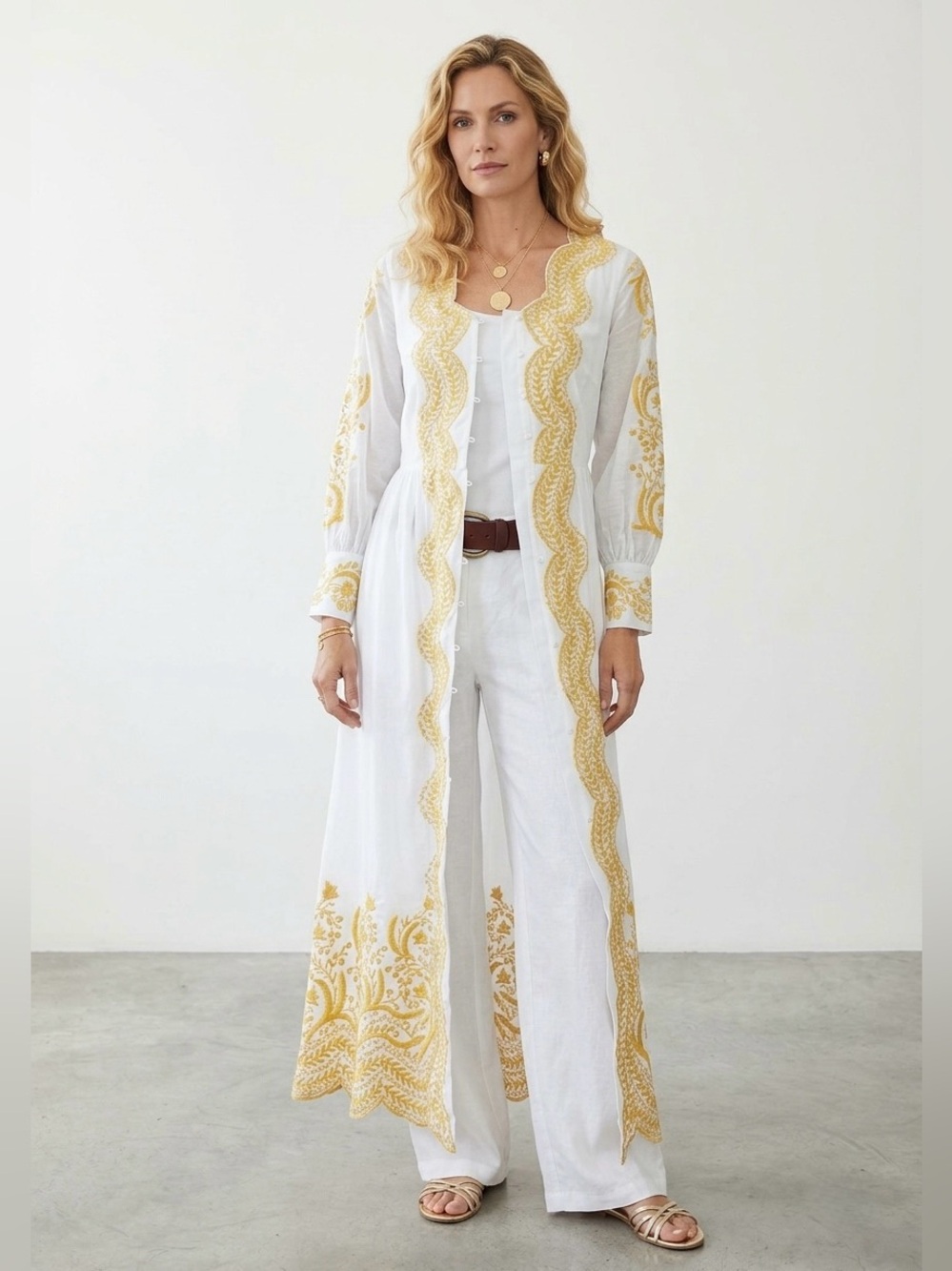 SOFT SURROUNDINGS EMBROIDERED MAXI/DUSTER size 16 NWOT - Picture 2 of 8